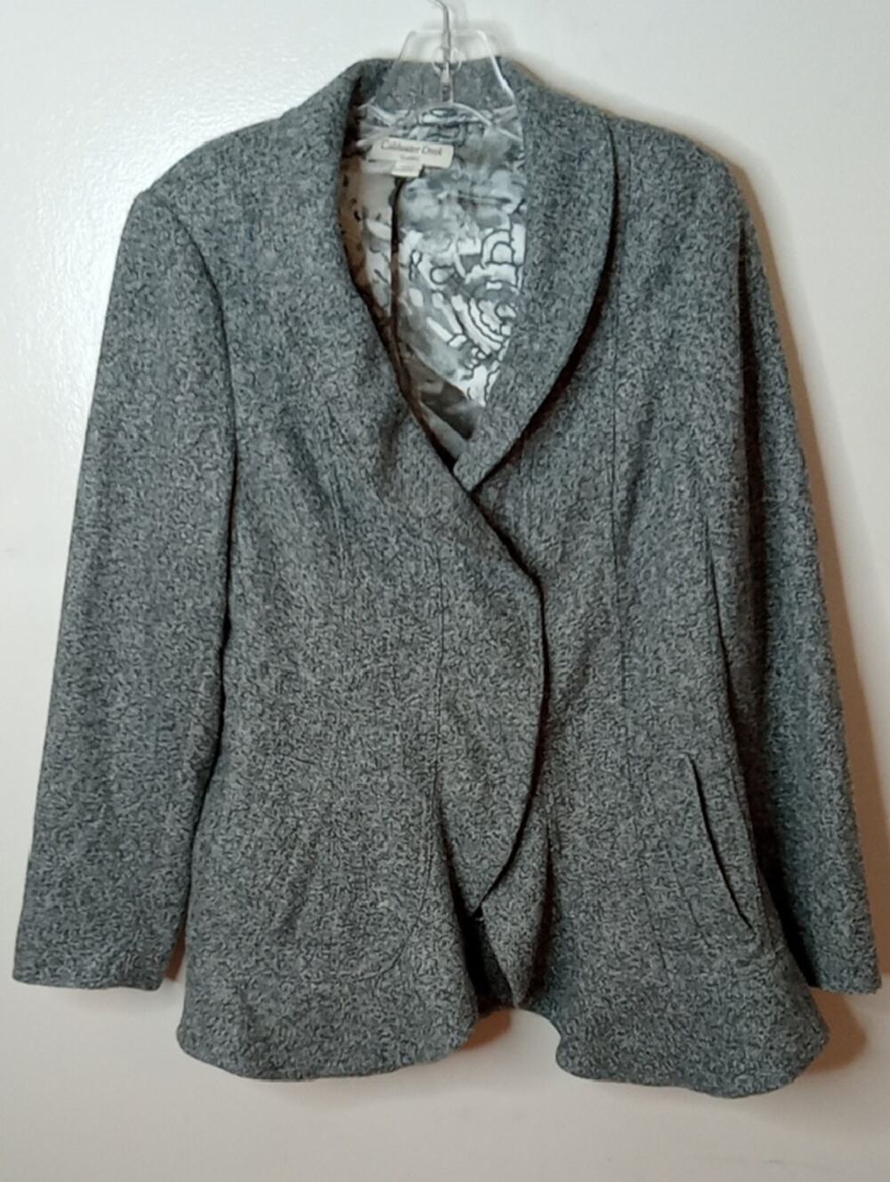 Coldwater Creek Women's Size Small Heather Gray Knit Shawl-Collar Blazer